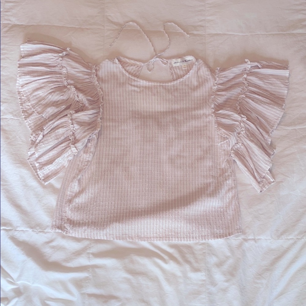 Chelsea & Theodore Pink and White Blouse with Elegant Design